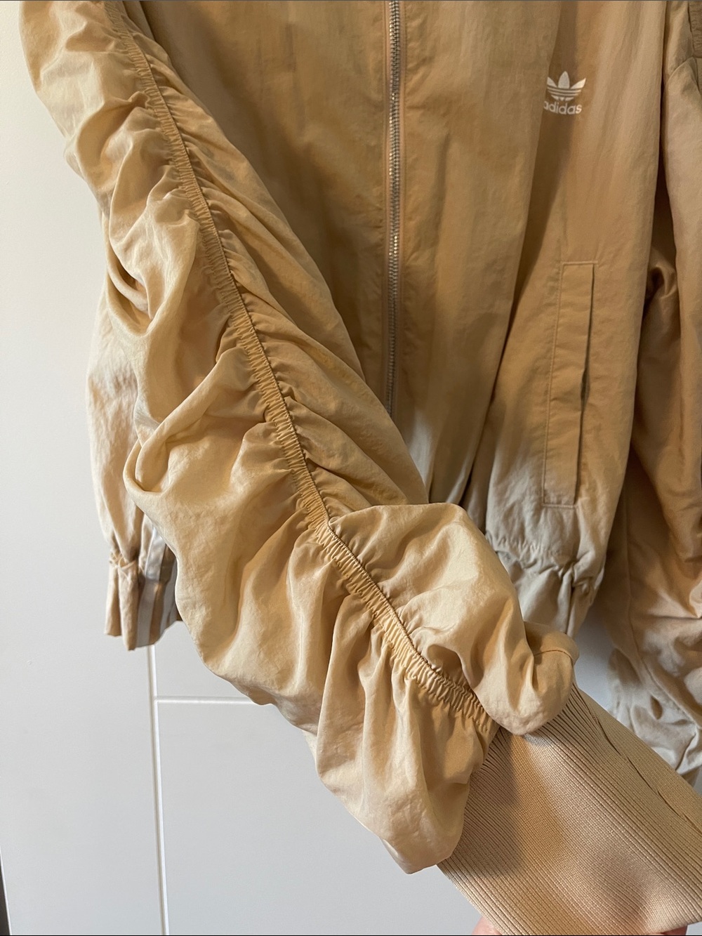 adidas Taupe Drawstring Bomber Jacket - Picture 2 of 6